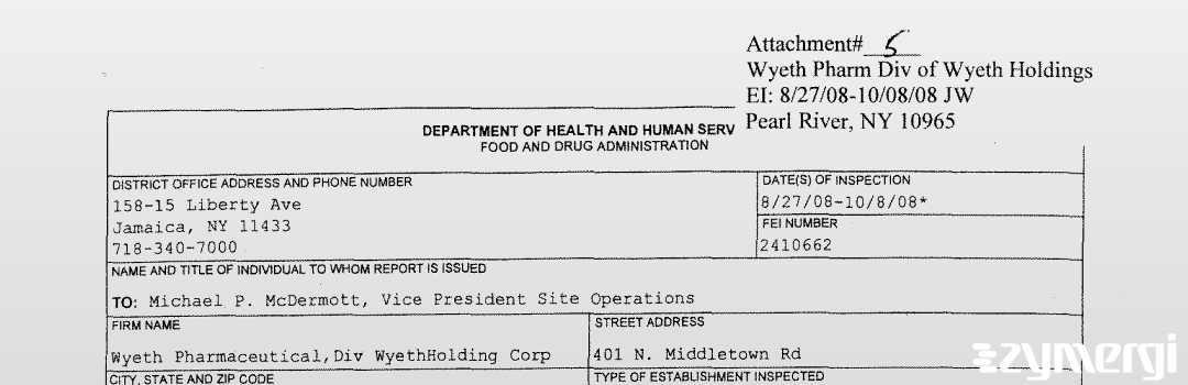 FDANews 483 Pfizer Inc Oct 8 2008 top