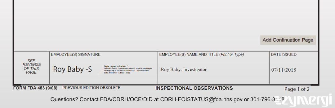 Roy Baby FDA Compliance Officer 