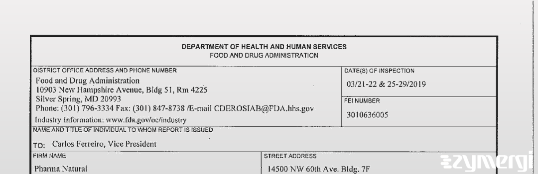 FDANews 483 Pharma-Natural Inc. Mar 29 2019 top