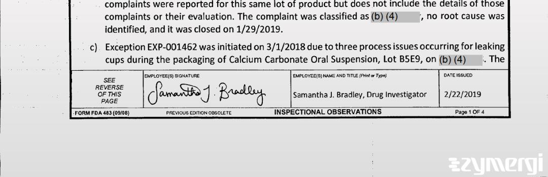 Samantha J. Bradley FDA Investigator 