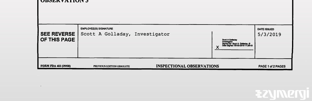 Scott A. Golladay FDA Investigator