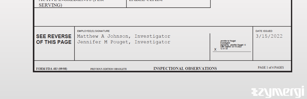 Jennifer M. Pouget FDA Investigator Matthew A. Johnson FDA Investigator 