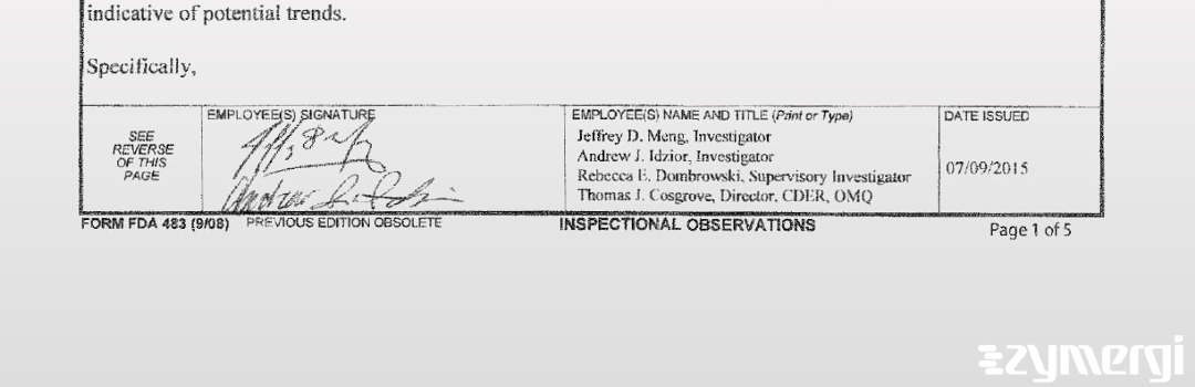 Jeffrey D. Meng FDA Investigator Andrew J. Idzior FDA Investigator 