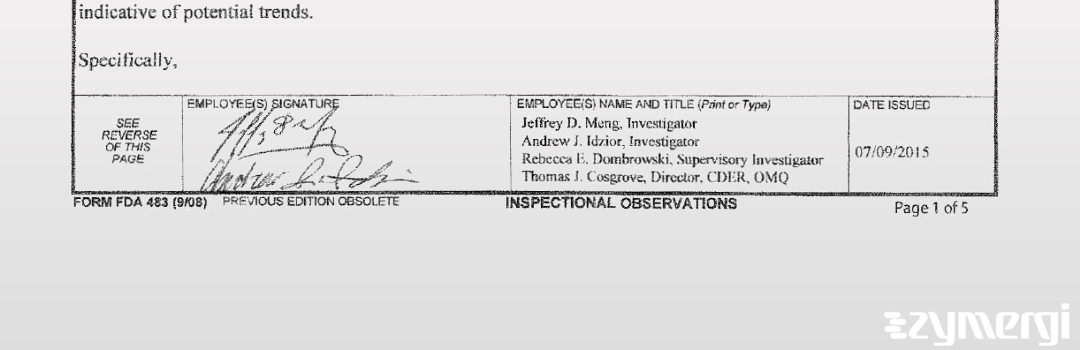 Jeffrey D. Meng FDA Investigator Andrew J. Idzior FDA Investigator