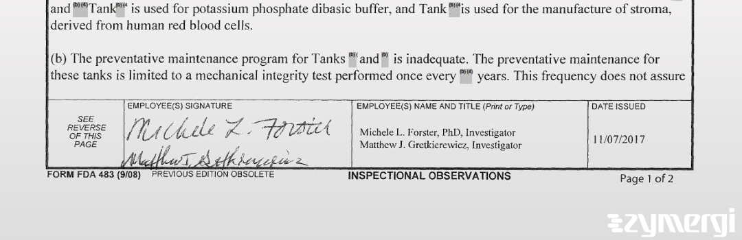 Matthew J. Gretkierewicz FDA Investigator Michele L. Forster FDA Investigator 