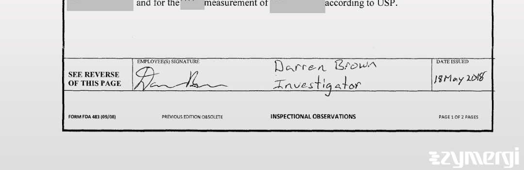 Darren S. Brown FDA Investigator