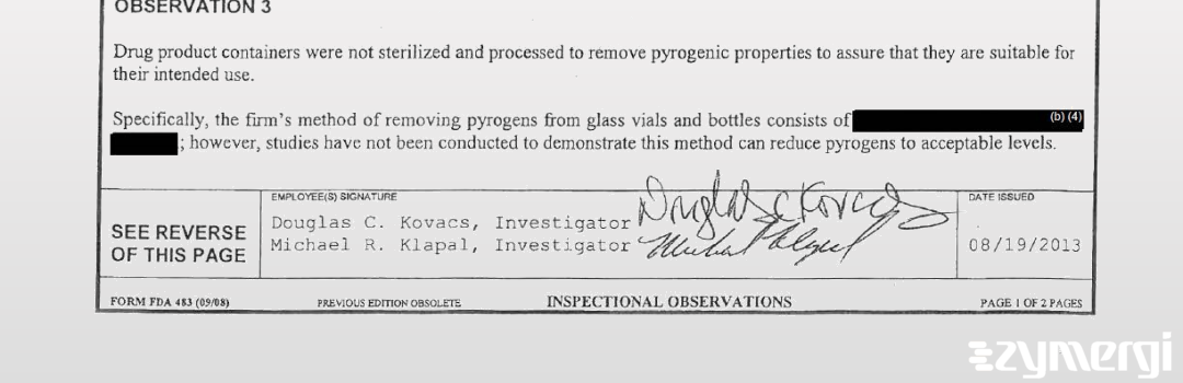 Douglas C. Kovacs FDA Investigator Michael R. Klapal FDA Investigator 