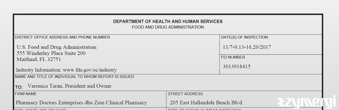 FDANews 483 Pharmacy Doctors Enterprises Nov 20 2017 top