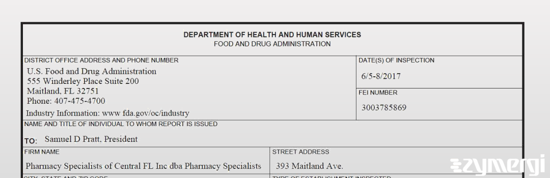 FDANews 483 Pharmacy Specialist Jun 8 2017 top