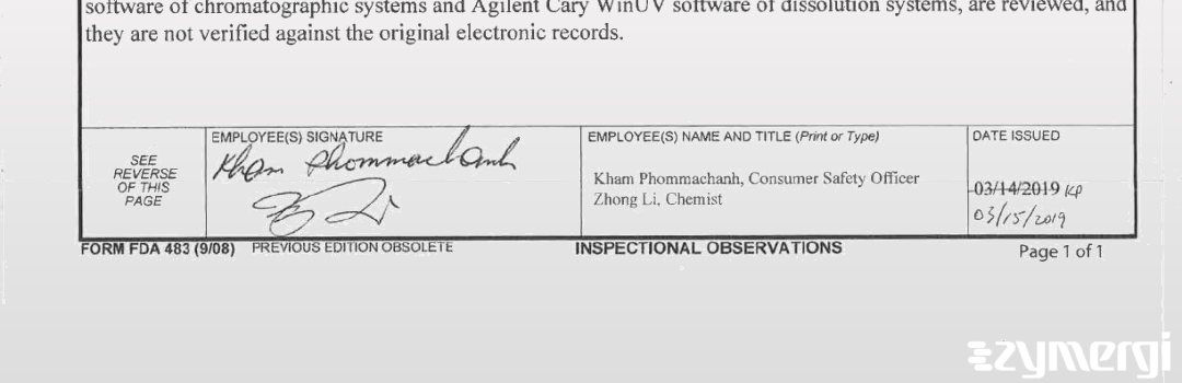 Kham Phommachanh FDA Investigator Zhong Li FDA Investigator