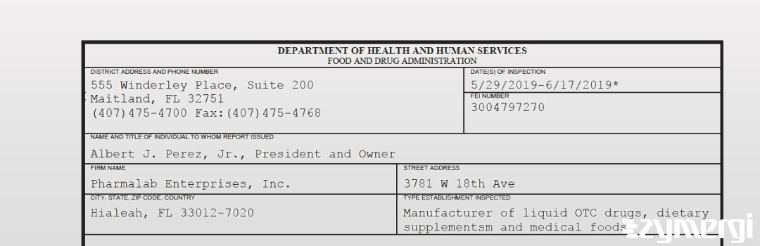 FDANews 483 Pharmalab Enterprises, Inc. Jun 17 2019 top