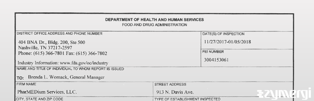 FDANews 483 PharMEDium Services, LLC. Jan 5 2018 top