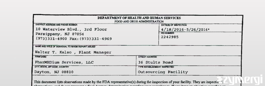 FDANews 483 PharMEDium Services, LLC. May 26 2016 top