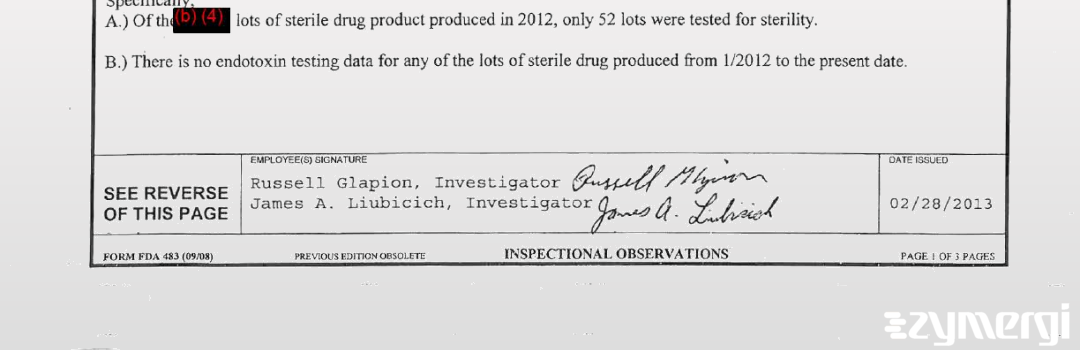 Russell J. Glapion FDA Investigator James A. Liubicich FDA Investigator 