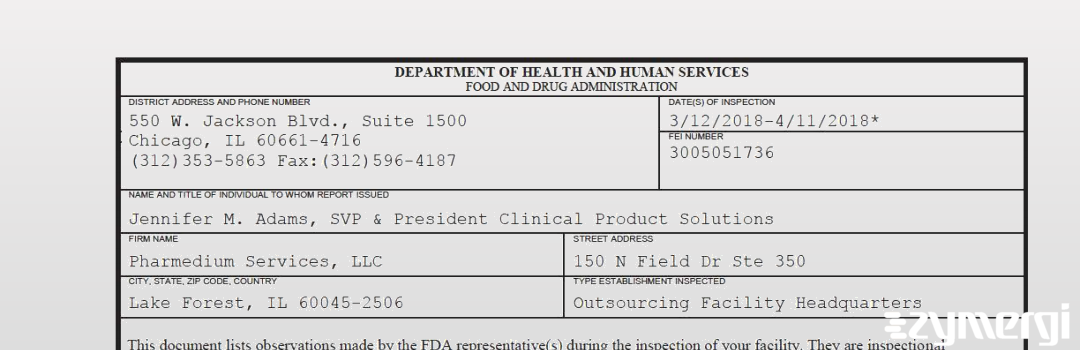 FDANews 483 PharMEDium Services, LLC. Apr 11 2018 top