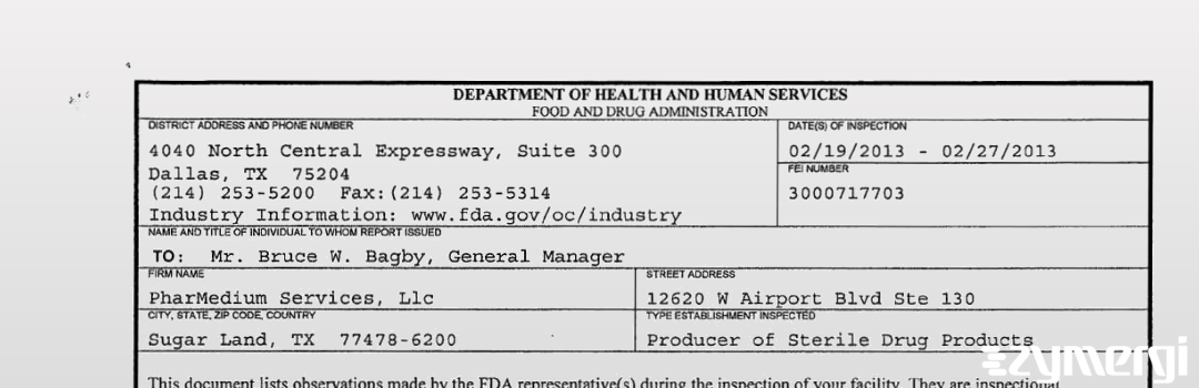 FDANews 483 PharMEDium Services, LLC. Feb 27 2013 top