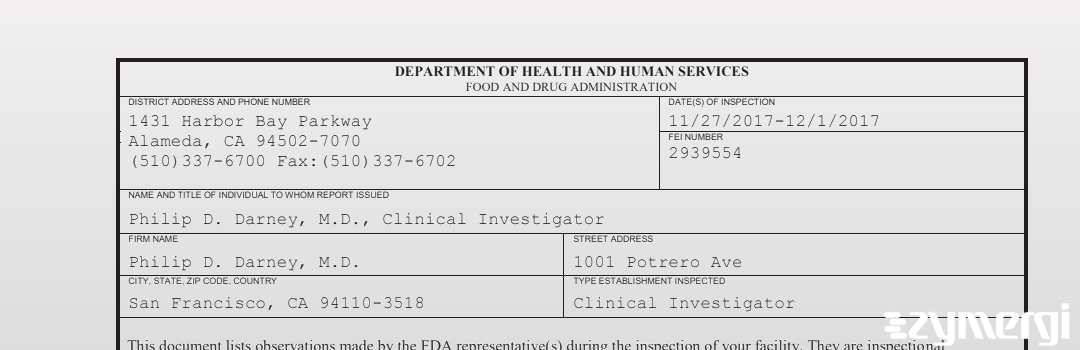 FDANews 483 Philip D. Darney, M.D. Dec 1 2017 top