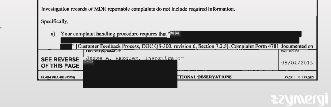 Jesse A. Vazquez FDA Investigator