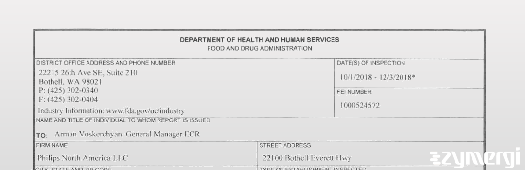 FDANews 483 Philips North  America, LLC Dec 3 2018 top