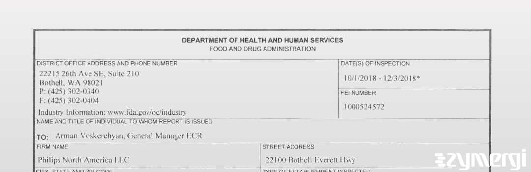 FDANews 483 Philips North America, LLC Dec 3 2018 top