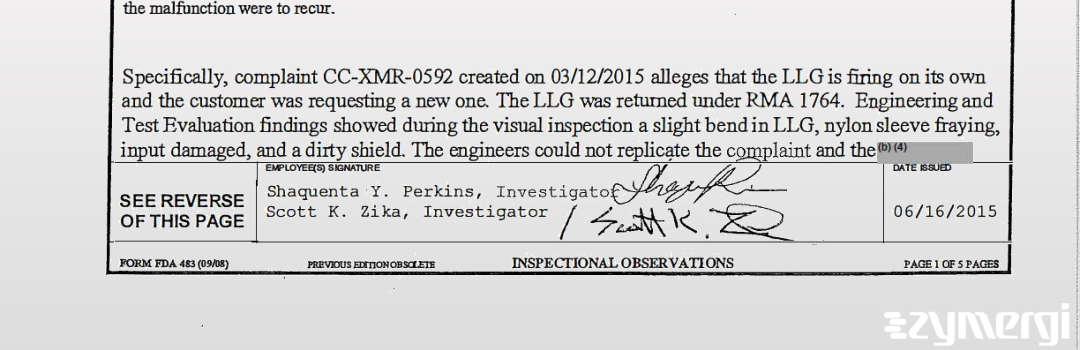 Shaquenta Y. Perkins FDA Investigator Scott K. Zika FDA Investigator