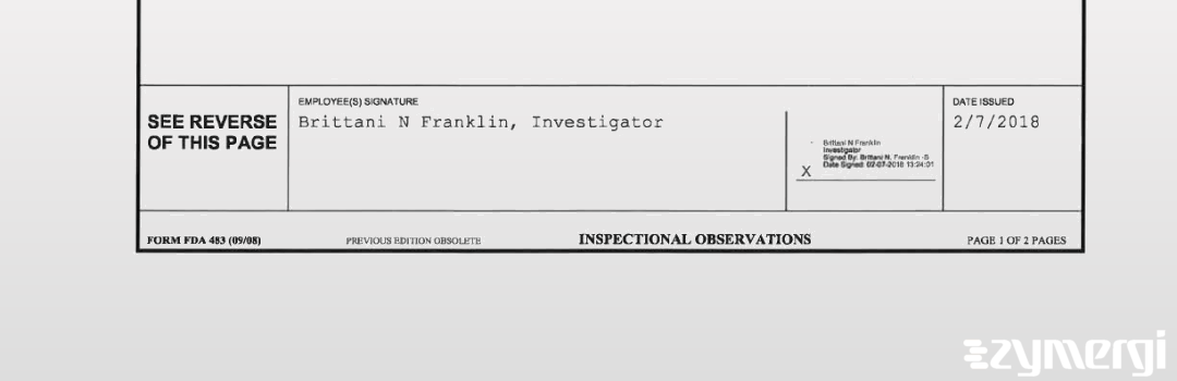 Brittani N. Franklin FDA Investigator