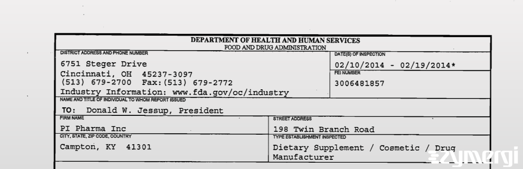 FDANews 483 PI Pharma Inc Feb 19 2014 top