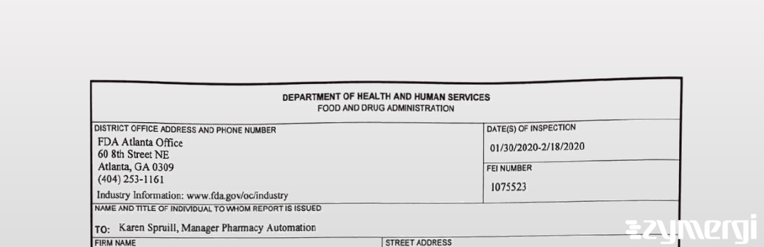 FDANews 483 Piedmont Hosp Inc Feb 18 2020 top