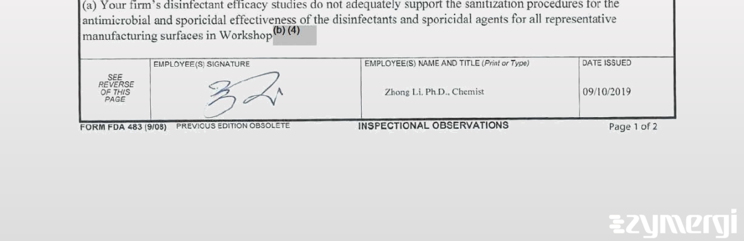 Zhong Li FDA Investigator