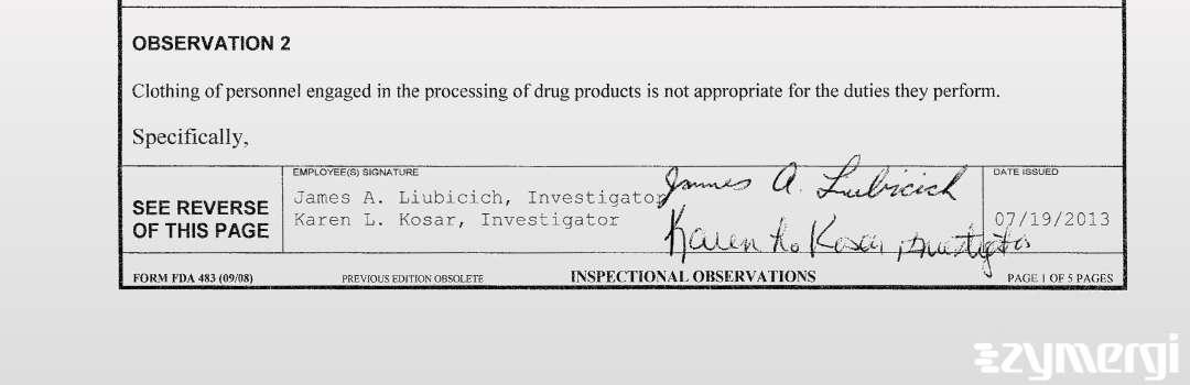 Karen L. Kosar FDA Investigator James A. Liubicich FDA Investigator 