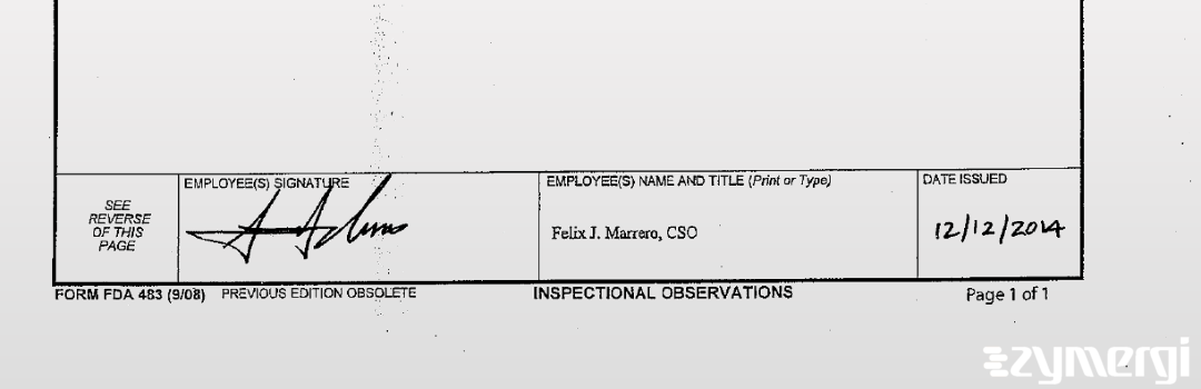 Felix J. Marrero FDA Investigator