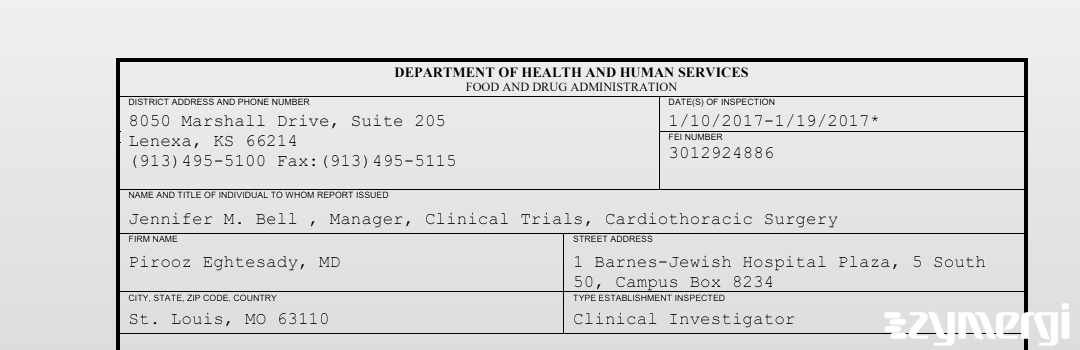 FDANews 483 Pirooz Eghtesady, MD Jan 19 2017 top