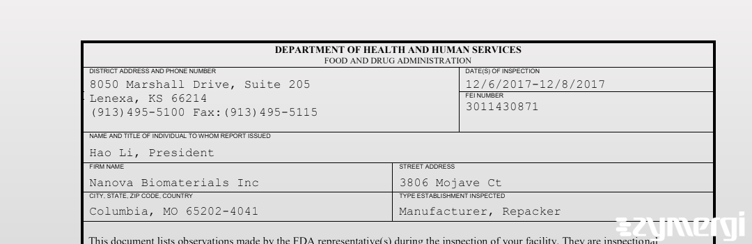 FDANews 483 PlasmaDent, Inc. Dec 8 2017 top