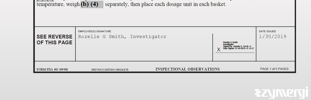 Rozelle G. Smith FDA Investigator