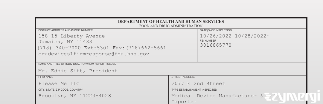 FDANews 483 Please Me LLC Oct 28 2022 top