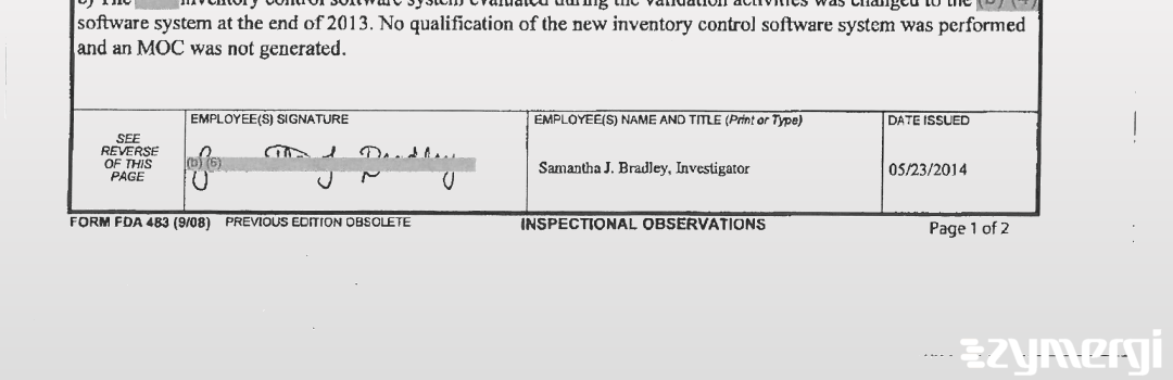 Samantha J. Bradley FDA Investigator