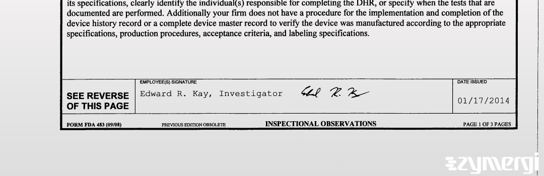 Edward R. Kay FDA Investigator 