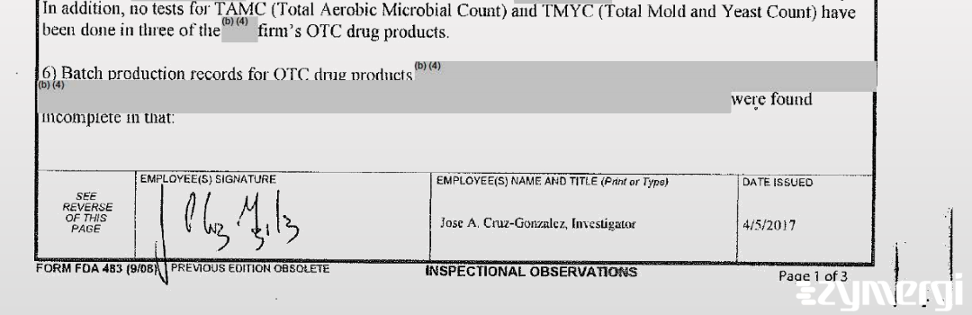 Jose A. Cruz Gonzalez FDA Investigator Cruz Gonzalez, Jose A FDA Investigator 