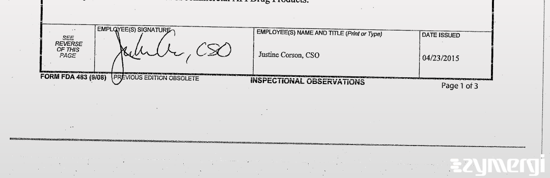 Justine M. Corson FDA Consumer Safety Officer