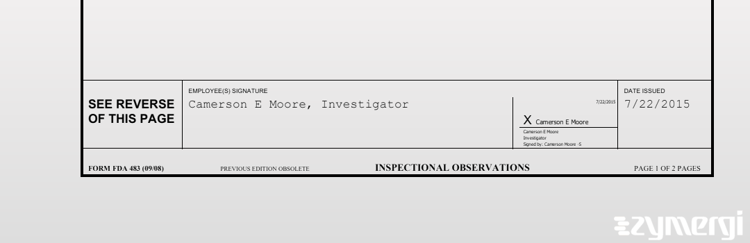 Camerson E. Moore FDA Investigator eNSpect User FDA Investigator 