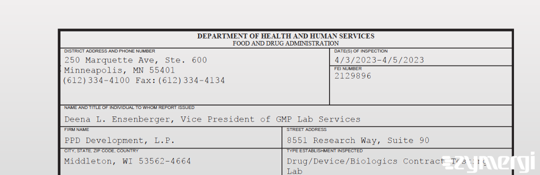 FDANews 483 PPD Development LP Apr 5 2023 top