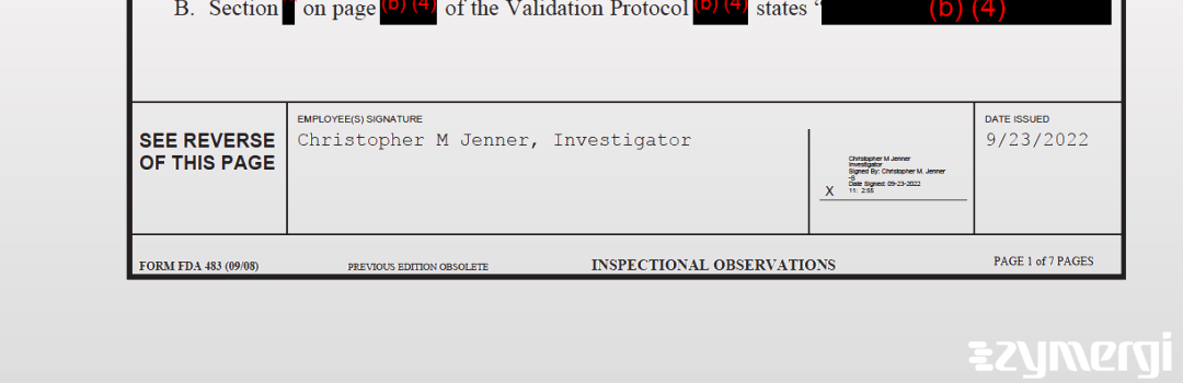 Christopher M. Jenner FDA Investigator