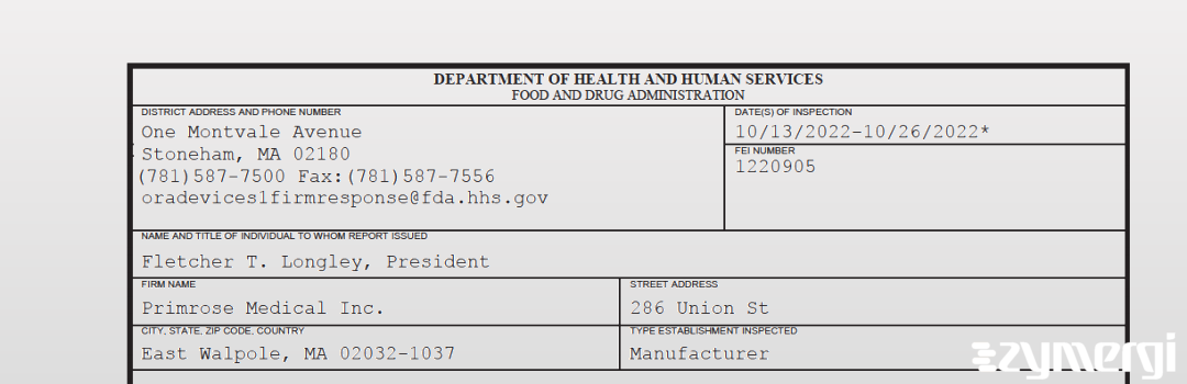 FDANews 483 Primrose Medical Inc. Oct 26 2022 top