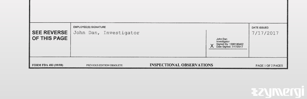 John Dan FDA Investigator