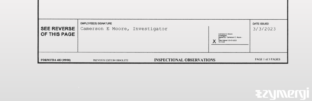 Camerson E. Moore FDA Investigator 