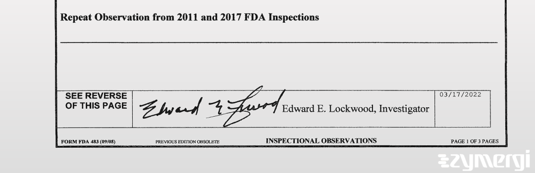 Edward E. Lockwood FDA Investigator 