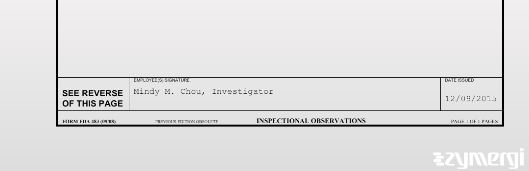 Mindy M. Chou FDA Investigator 