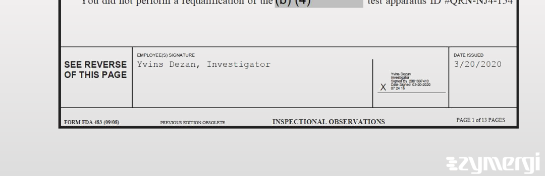 Yvins Dezan FDA Investigator