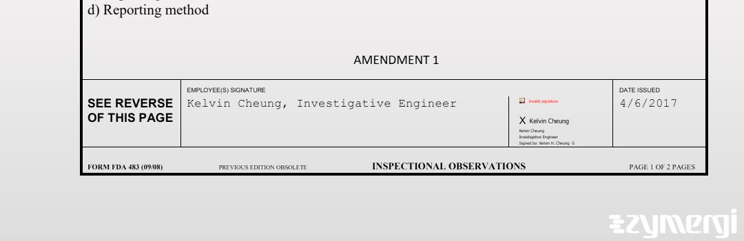 Kelvin Cheung FDA Investigator