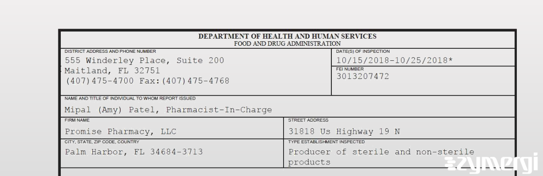 FDANews 483 Promise Pharmacy, LLC Oct 25 2018 top